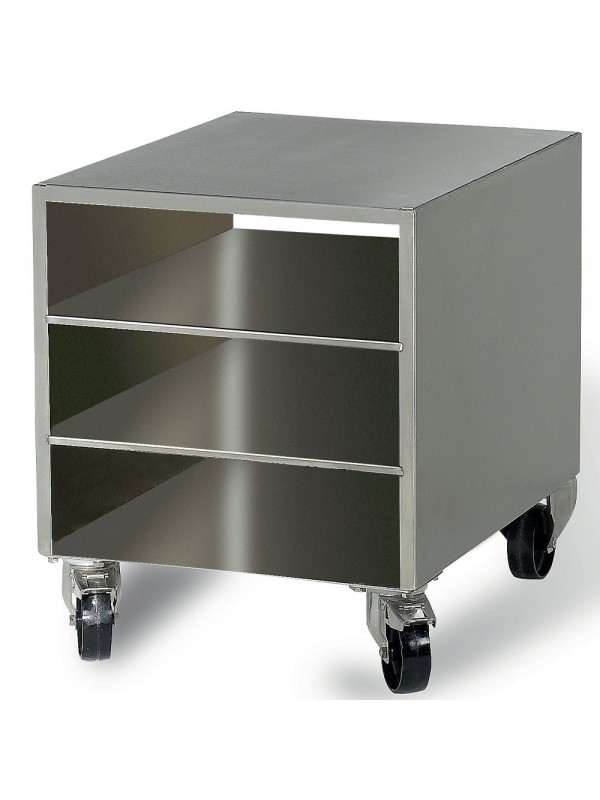 Support in stainless steel for vacuum machine, on wheels, removable