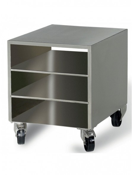Support in stainless steel for vacuum machine, on wheels, removable