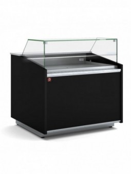 Neutrale vitrine toonbank, laag glas, met neutrale opbergruimte - ZWART