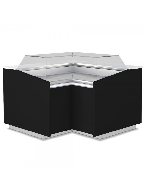 Closed corner 90°, ventilated, low glass - BLACK