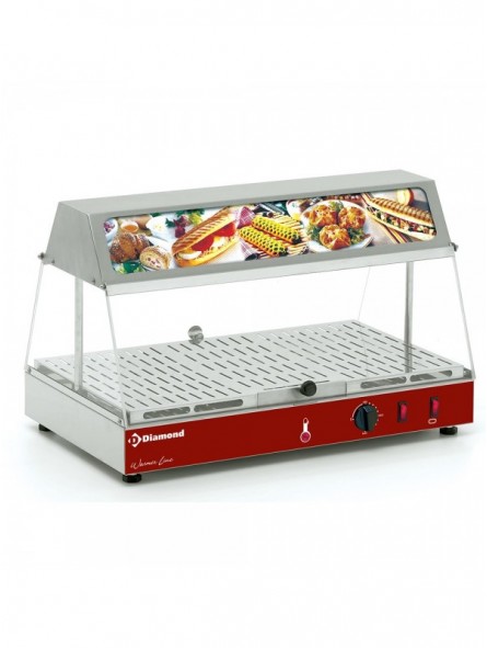 Heated display case with luminous sign