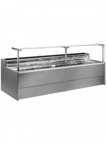 Ventilated refrigerated counter display with straight glass panel 90° with storeroom - GREY