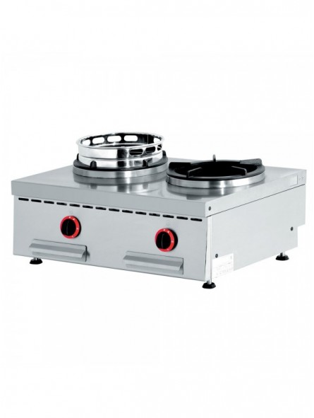 Gas fire wok for table, 2 fires (2x 13 kW)