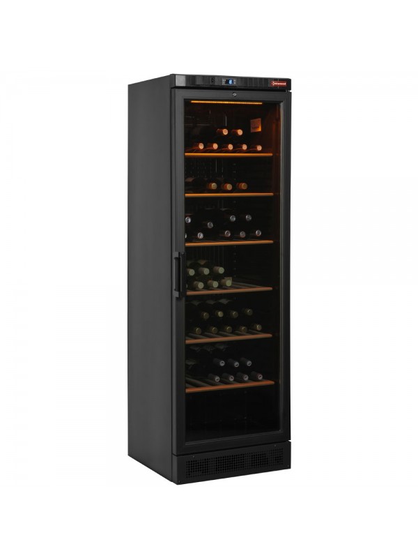 Geventileerde wijnkast vitrine, 380 liter, ZWART