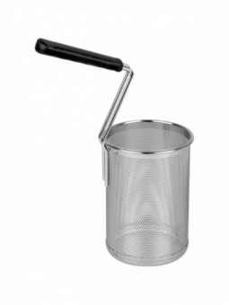 Rounded basket for pasta cooker with lateral handle