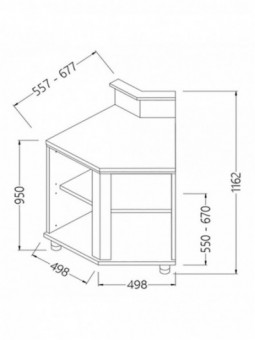 Neutral bar counter units with fitting for service top 45° (open)