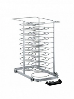 Uittrekbare lader met wielen, voor 30 borden (ø 300 mm) voor oven 10x GN 1/1 (ruimte 65 mm)