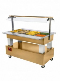 Warming/bain-marie salad bar, 4x GN1/1-150 (Wood light oak)