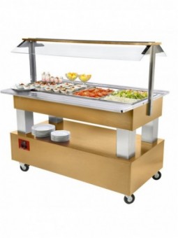 Buffet - Refrigerated salad bar, 4x GN1/1-150 (Wood light oak)