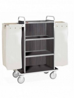 Stainless carriage with linen , 4 levels, 2 bags - dark oak