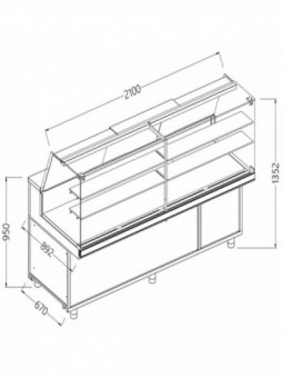 Hot and dry snack display counters _high glass, with unit, with reserve