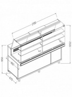 Static hot and cold snack display counters _high glass, with unit, with reserve
