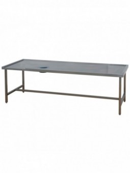 Sorting table (right) with waste bin hole