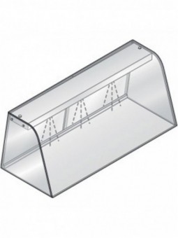 Display with lighting element (LED), closed with sliding doors