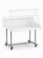 Undercarriage on wheels for glass display