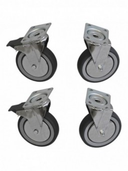 Kit de 4 roues "chromées" armoires, 2 avec freins