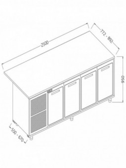 Comptoirs de bar réfrigérés T.N. avec moteur_section caisse