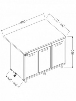Comptoirs de bar réfrigérés T.N. avec moteur à distance_section caisse