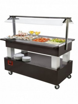 Buffet - Salad bar réfrigéré, 4x GN 1/1-150 (bois Wengé)