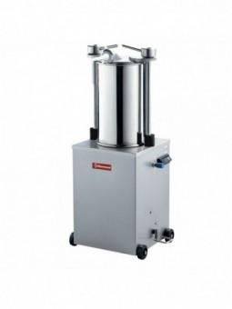 Stainless steel hydraulic vertical sausage filler, 25 liters on wheels