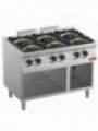 Gas range 6 burners, on open cupboard