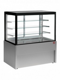 Comptoir vitrine panoramique, chauffante, 4 niveaux, sans réserve - GRIS