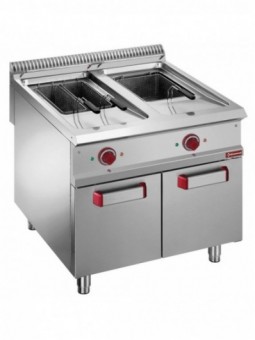 Electric fryer 2 tanks 18 liters on closed cupboard