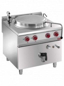 Electric boiling pan, 100-liter tank, indirect heating, on cupboard