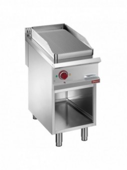 Grooved electric fry top, module 1/2, open cupboard