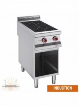 Electric stoves 2 plates aligned with the top, open cupboard