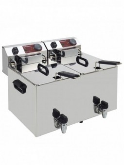 Elektrische friteuse tafelmodel 2x 10 liter + aftapkraan