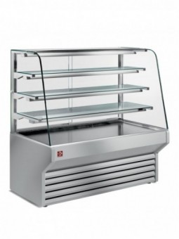 Refrigerated display counter curved window