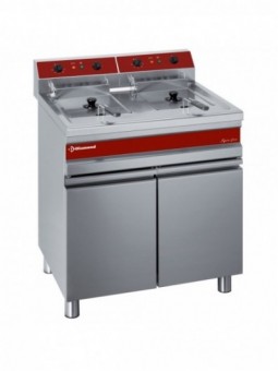 Electric fryer, two 14-liter tanks on cupboard