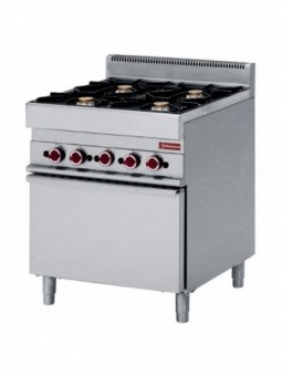 Gasfornuis 4 branders met elektrische convectie-oven GN 1/1