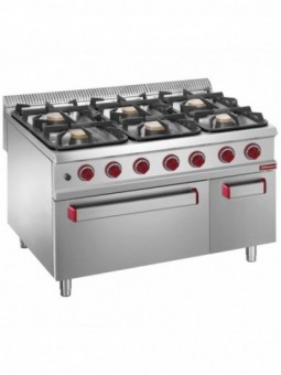 Stove 6 burners on gas oven GN 2/1 and closed neutral cupboard