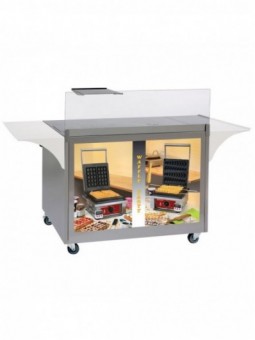Mobiel R.V.S. meubel voor wafels, set van 4 wielen