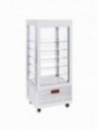 Vitrine 4 zijden T° negatief, 5 niveaus in glas, geventileerd, 480 Lit., WIT