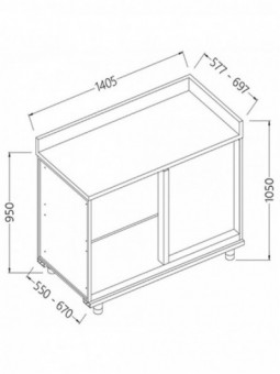 Back cabinet angular right neutral - with service tablet
