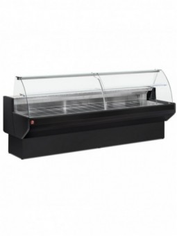 Refrigerated display counter, curved glass with storage space - BLACK