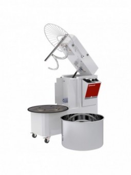 Spiral kneader 33 liters tilting head, removable bowl, 2 speeds, timer, on wheels
