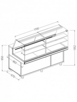 Display counter neutral x bakery EN & GN, high glass
