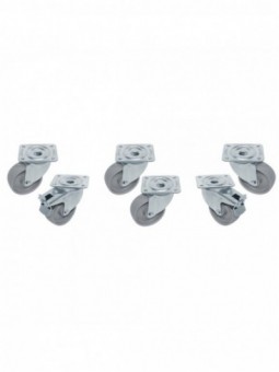 Kit 6 swiveling castors cupboards, 2 with brakes