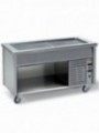 Element with refrigerated top on open cupboard