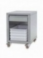Stainless steel support + drawer, on wheels, for forming machines