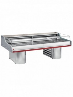 Gekoelde vitrine toonbank met ruit " Self-Service ", op sokkels