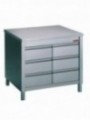 Table sur armoire avec 6 tiroirs