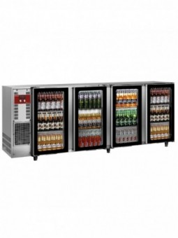 Flessenkoeler, roestvrij staal, 4 glazen deuren, 783 liter