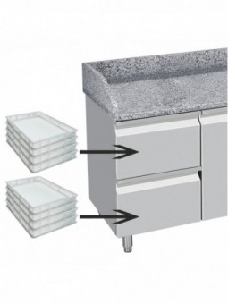 Refrigerated tables 2 doors 600x400, 2 neutral drawers (8x trays 600x400) + utensils drawer