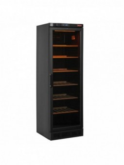 Geventileerde wijnkast vitrine, 380 liter, ZWART