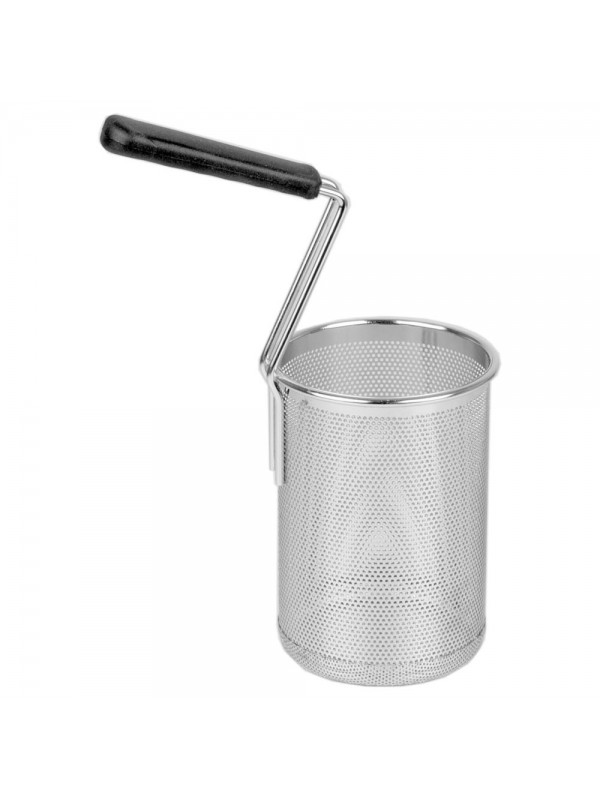 Rounded basket for pasta cooker with lateral handle